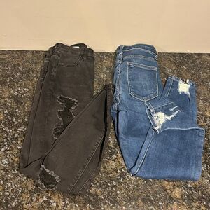 Lot of 2 Jeans Just Black Denim Sz 25 American Eagle Sz   4 Distressed EUC